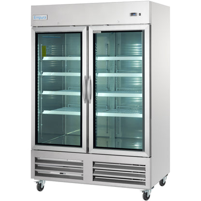 54" Two Section Glass Door Reach-In Refrigerator