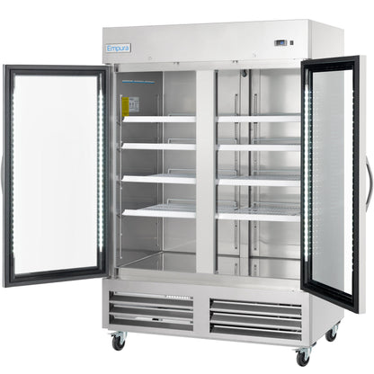 54" Two Section Glass Door Reach-In Refrigerator