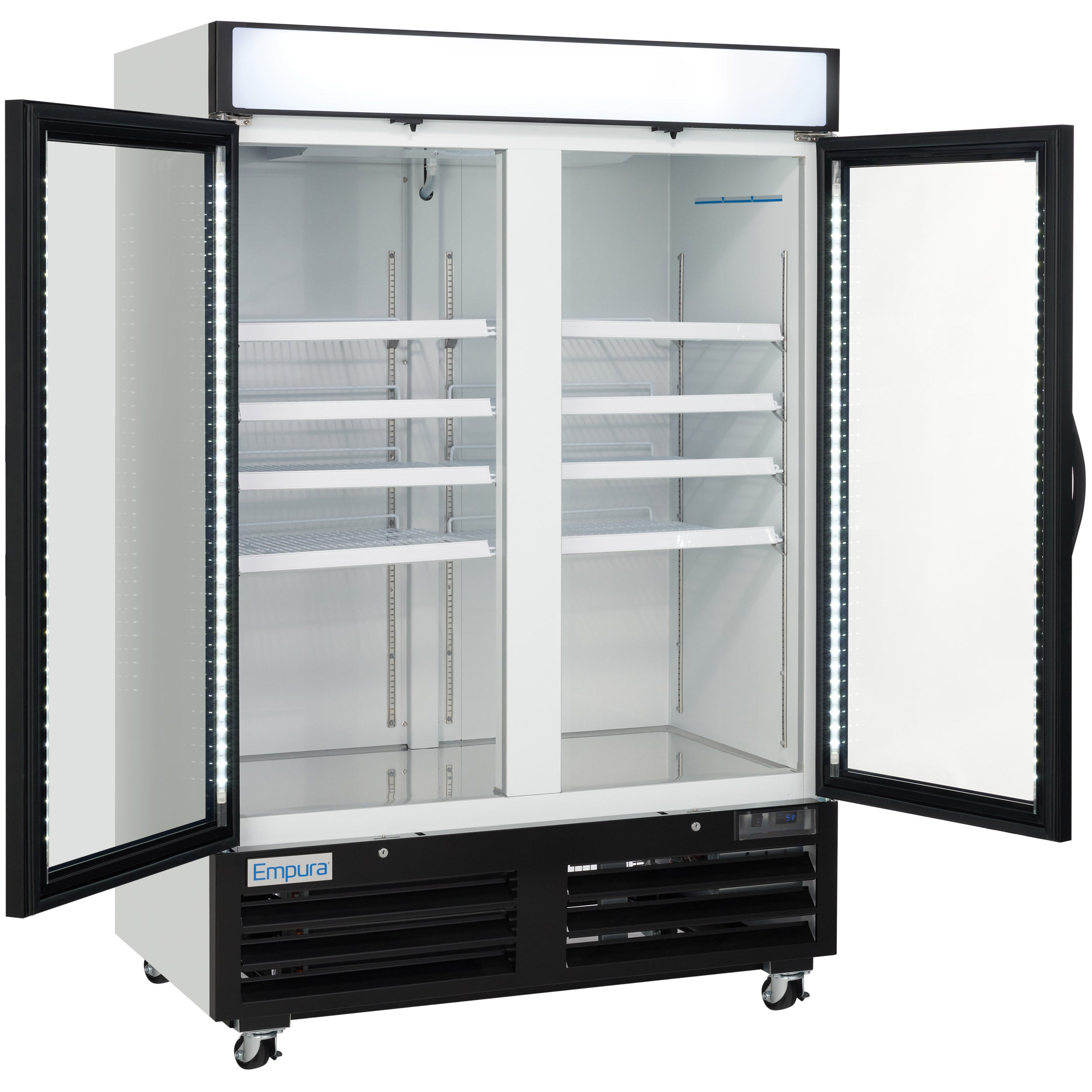 54" White Swing Commercial Glass Door Merchandiser Freezer with ClearKeeper™ Glass