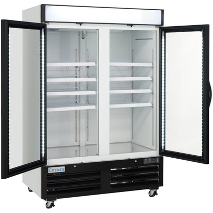 54" White Swing Commercial Glass Door Merchandiser Freezer with ClearKeeper™ Glass