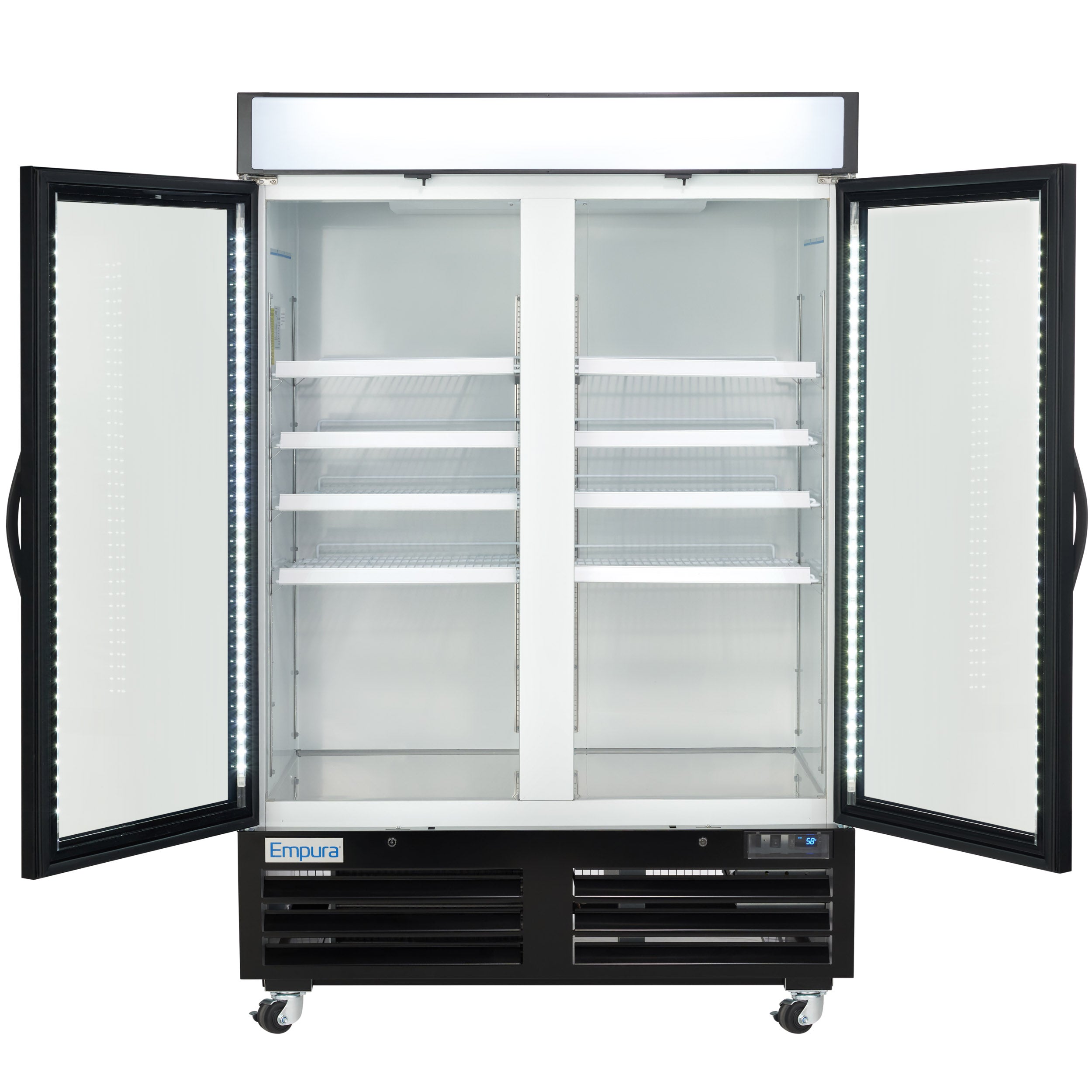 54" White Swing Commercial Glass Door Merchandiser Freezer with ClearKeeper™ Glass