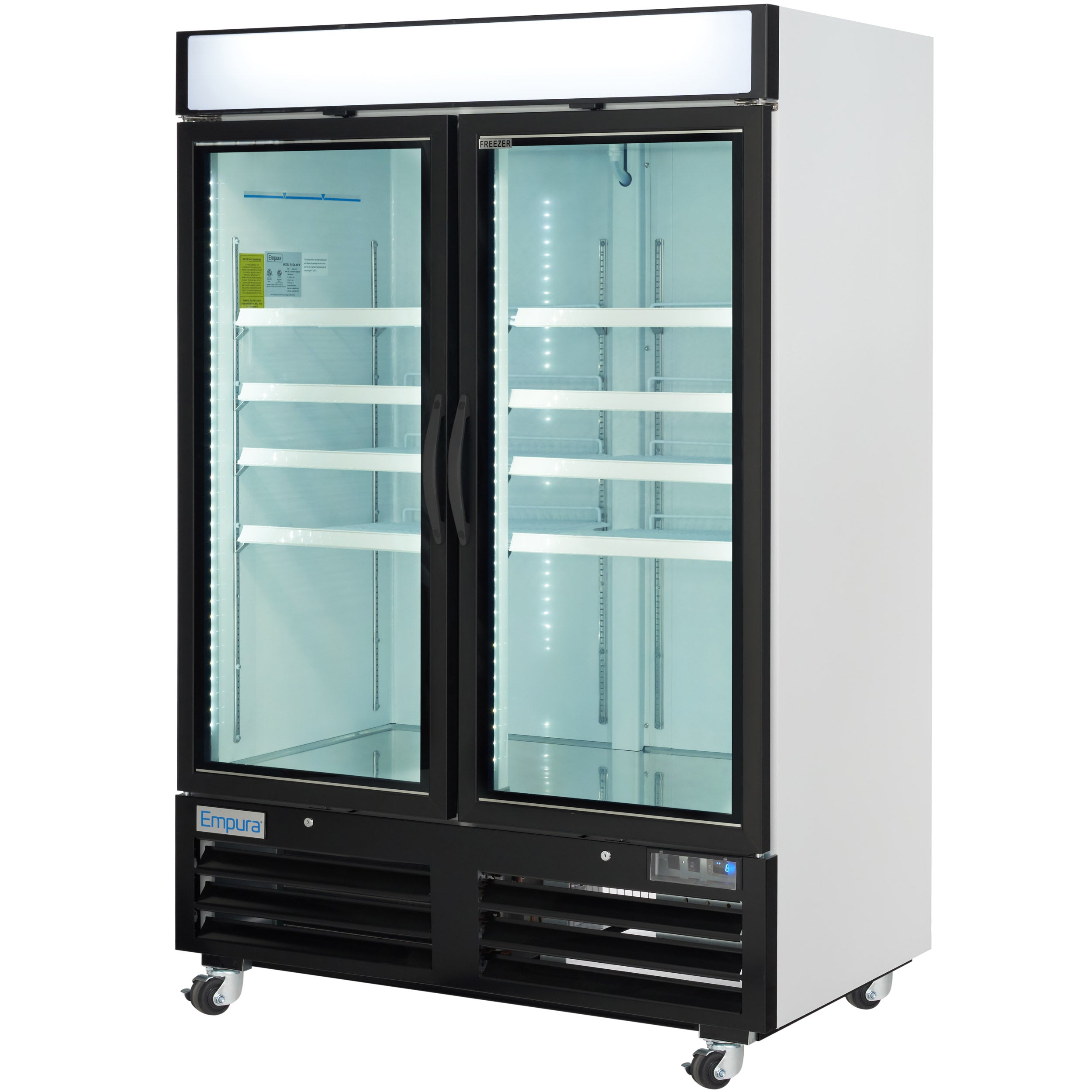 54" White Swing Commercial Glass Door Merchandiser Freezer with ClearKeeper™ Glass