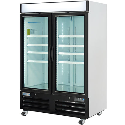 54" White Swing Commercial Glass Door Merchandiser Freezer with ClearKeeper™ Glass