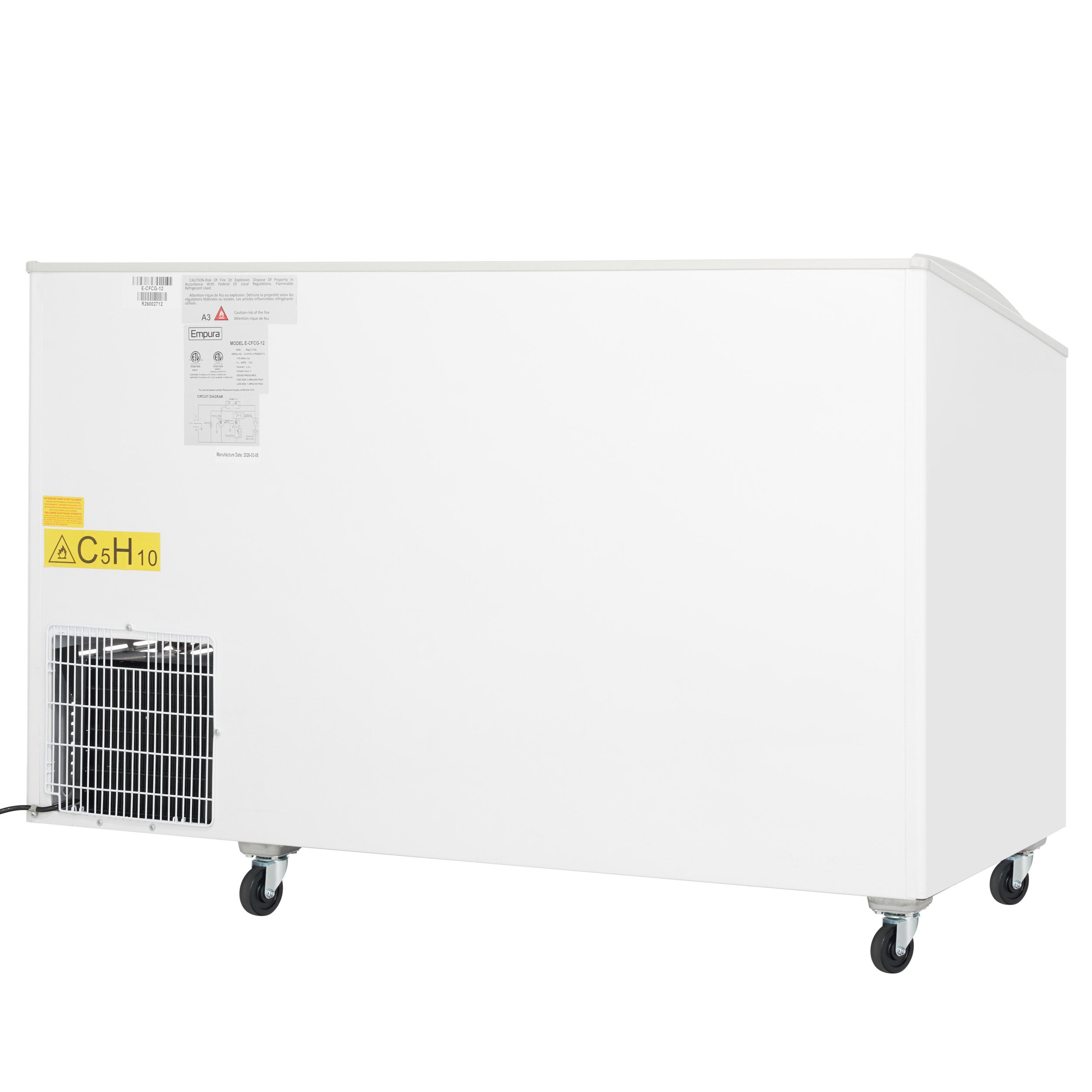55" Commercial Curved Top Display Freezer - 11.8 cu. ft. Capacity