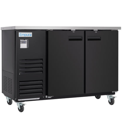 59" x 28" Swing Solid Door Powder Coated Black Stainless Steel Commercial Back Bar Refrigerator