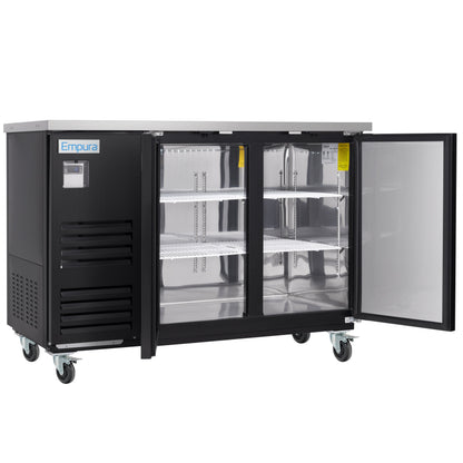 59" x 28" Swing Solid Door Powder Coated Black Stainless Steel Commercial Back Bar Refrigerator
