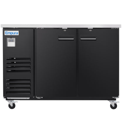 59" x 28" Swing Solid Door Powder Coated Black Stainless Steel Commercial Back Bar Refrigerator
