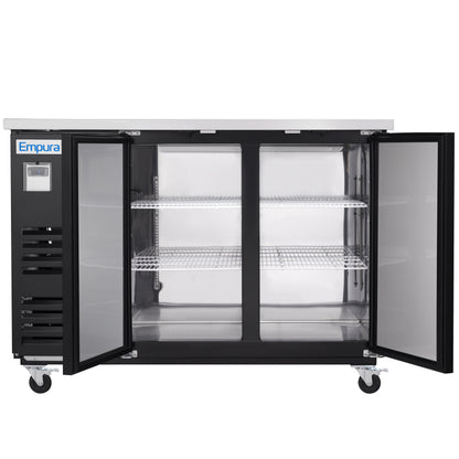 59" x 28" Swing Solid Door Powder Coated Black Stainless Steel Commercial Back Bar Refrigerator