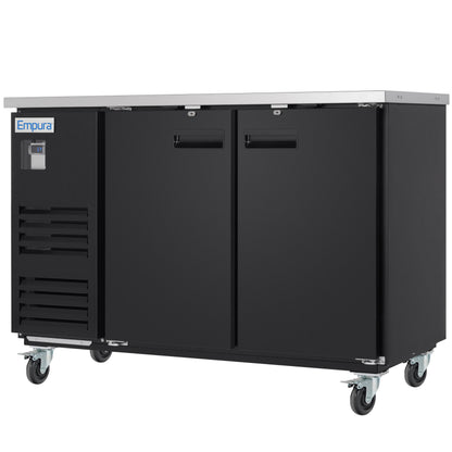 59" x 28" Swing Solid Door Powder Coated Black Stainless Steel Commercial Back Bar Refrigerator