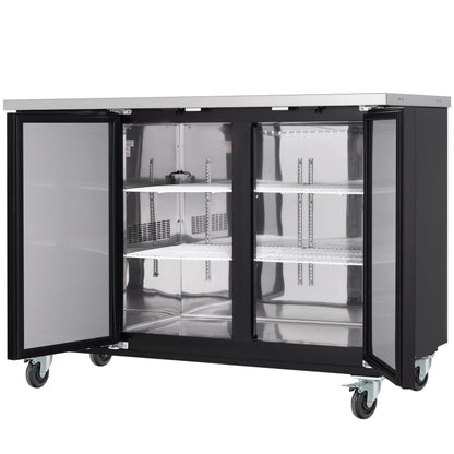 59" x 28" Swing Solid Door Powder Coated Black Stainless Steel Commercial Back Bar Refrigerator