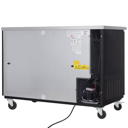 59" x 28" Swing Solid Door Powder Coated Black Stainless Steel Commercial Back Bar Refrigerator