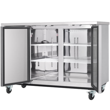 59" x 28" Swing Solid Door Stainless Steel Commercial Back Bar Refrigerator