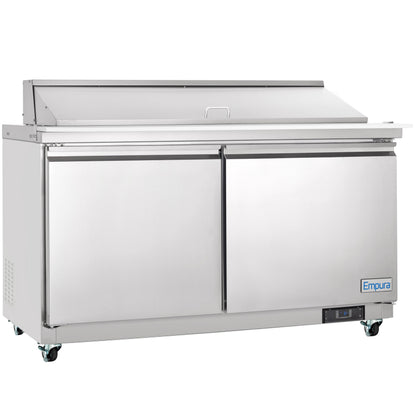 61" 2 Door Commercial Mega Top Refrigerated Sandwich and Salad Prep Table
