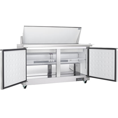 61" 2 Door Commercial Mega Top Refrigerated Sandwich and Salad Prep Table