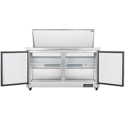 61" 2 Door Commercial Mega Top Refrigerated Sandwich and Salad Prep Table