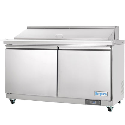 61" 2 Door Commercial Mega Top Refrigerated Sandwich and Salad Prep Table