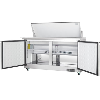 61" 2 Door Commercial Mega Top Refrigerated Sandwich and Salad Prep Table