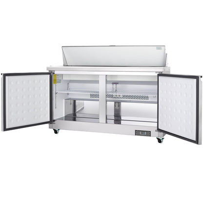 61" 2 Door Commercial Refrigerated Sandwich and Salad Prep Table