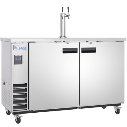 61" Double Tap Commercial Kegerator Beer Dispenser - Stainless Steel, Holds (2) 1/2 Kegs