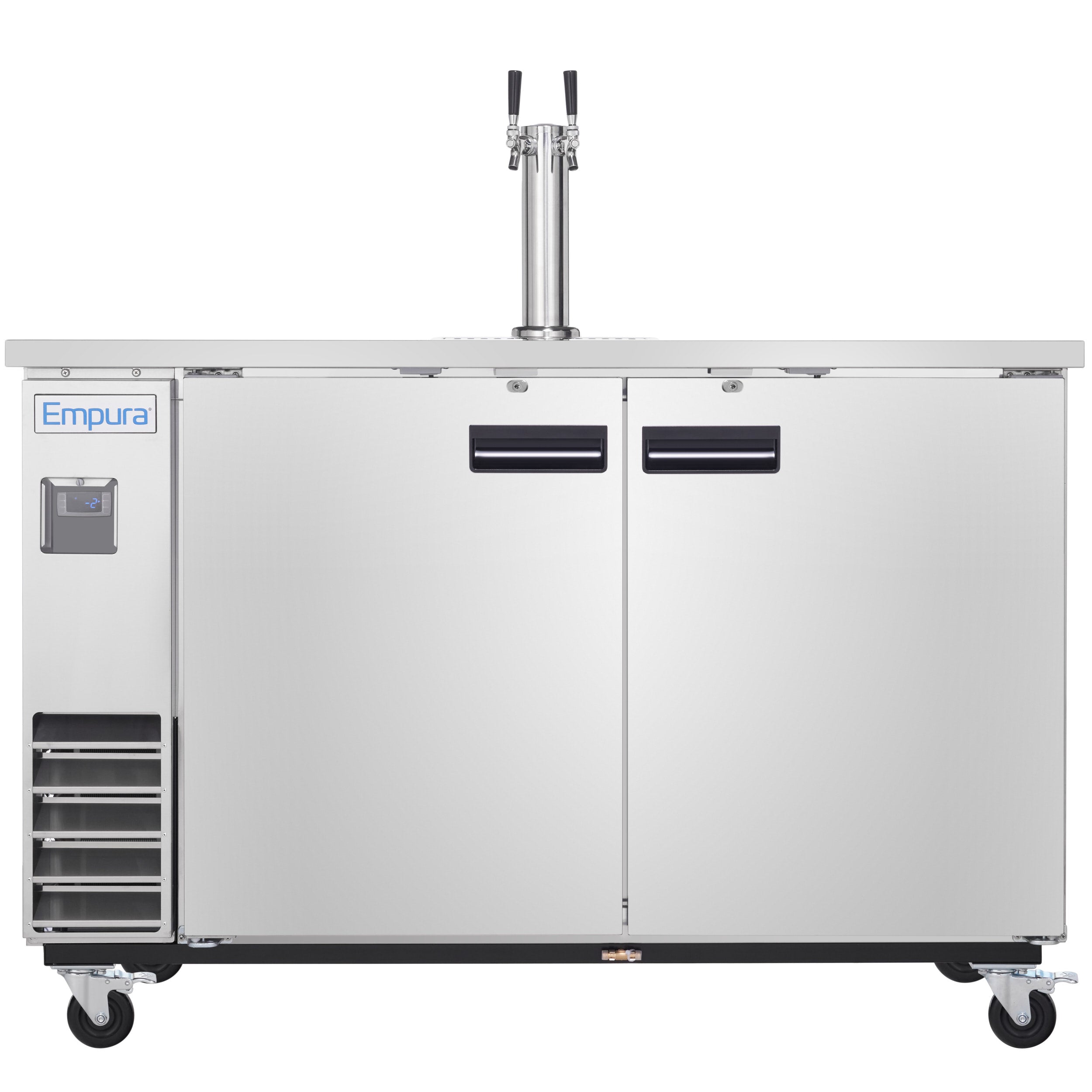 61" Double Tap Commercial Kegerator Beer Dispenser - Stainless Steel, Holds (2) 1/2 Kegs