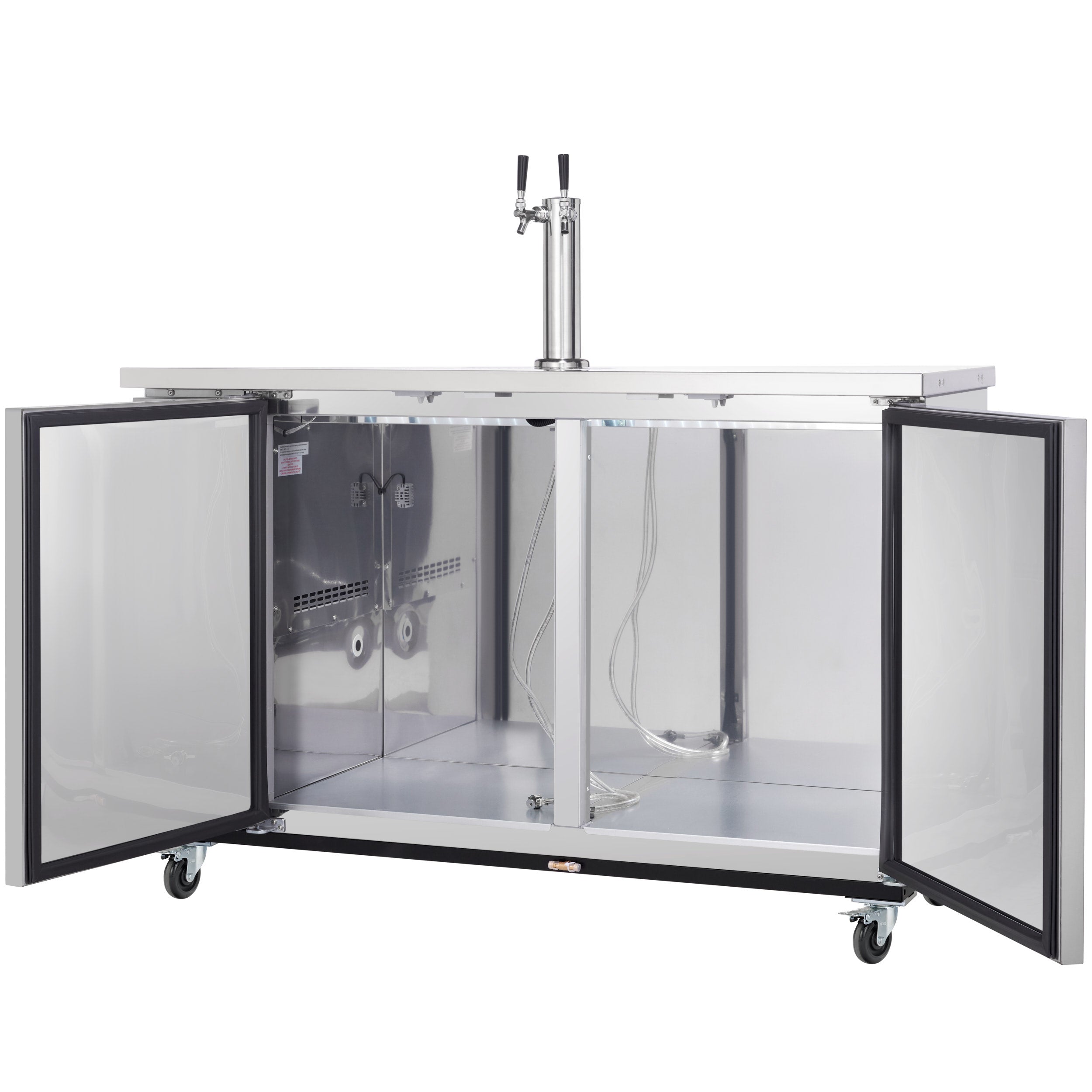 61" Double Tap Commercial Kegerator Beer Dispenser - Stainless Steel, Holds (2) 1/2 Kegs