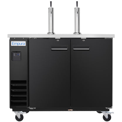 61" Dual Single Tap Commercial Kegerator Beer Dispenser - Black Powder-Coated Steel, Holds (2) 1/2 Kegs