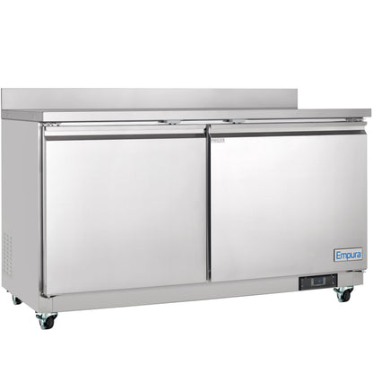 61" Two Door Commercial Work Top Undercounter Freezer