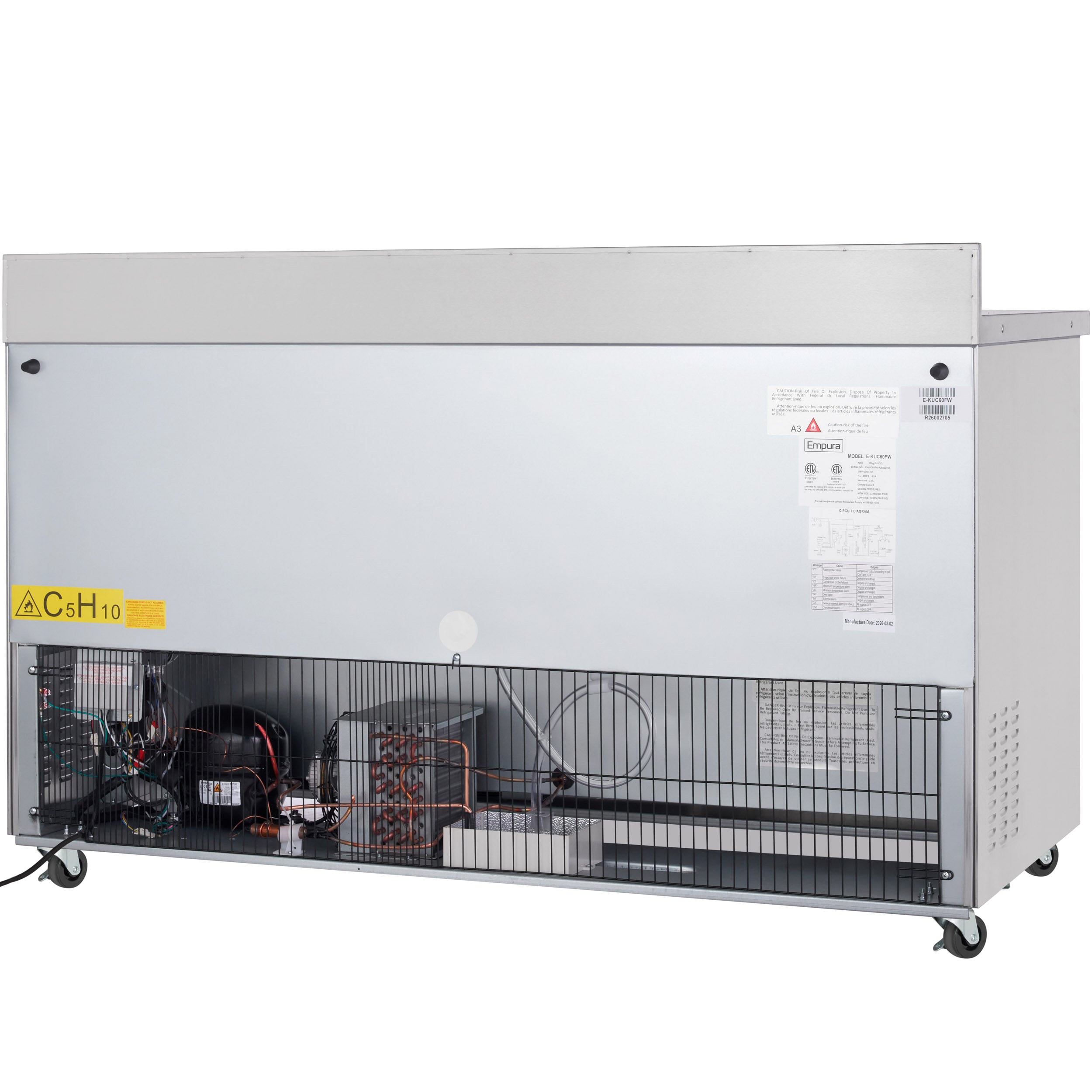 61" Two Door Commercial Work Top Undercounter Freezer