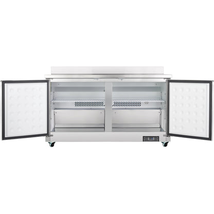61" Two Door Commercial Work Top Undercounter Refrigerator