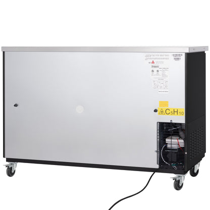 61" x 24" Sliding Glass Door Powder Coated Black Stainless Steel Commercial Back Bar Refrigerator