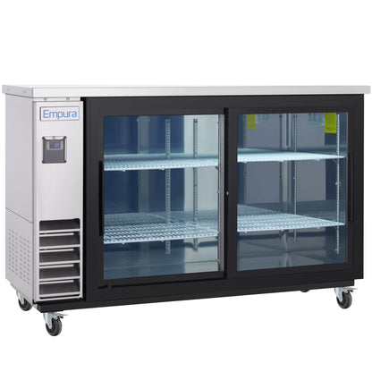 61" x 24" Sliding Glass Door Stainless Steel Commercial Back Bar Refrigerator