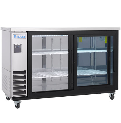 61" x 24" Sliding Glass Door Stainless Steel Commercial Back Bar Refrigerator