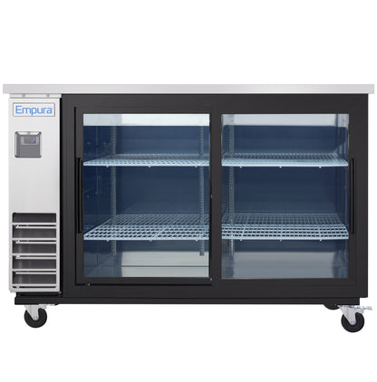 61" x 24" Sliding Glass Door Stainless Steel Commercial Back Bar Refrigerator