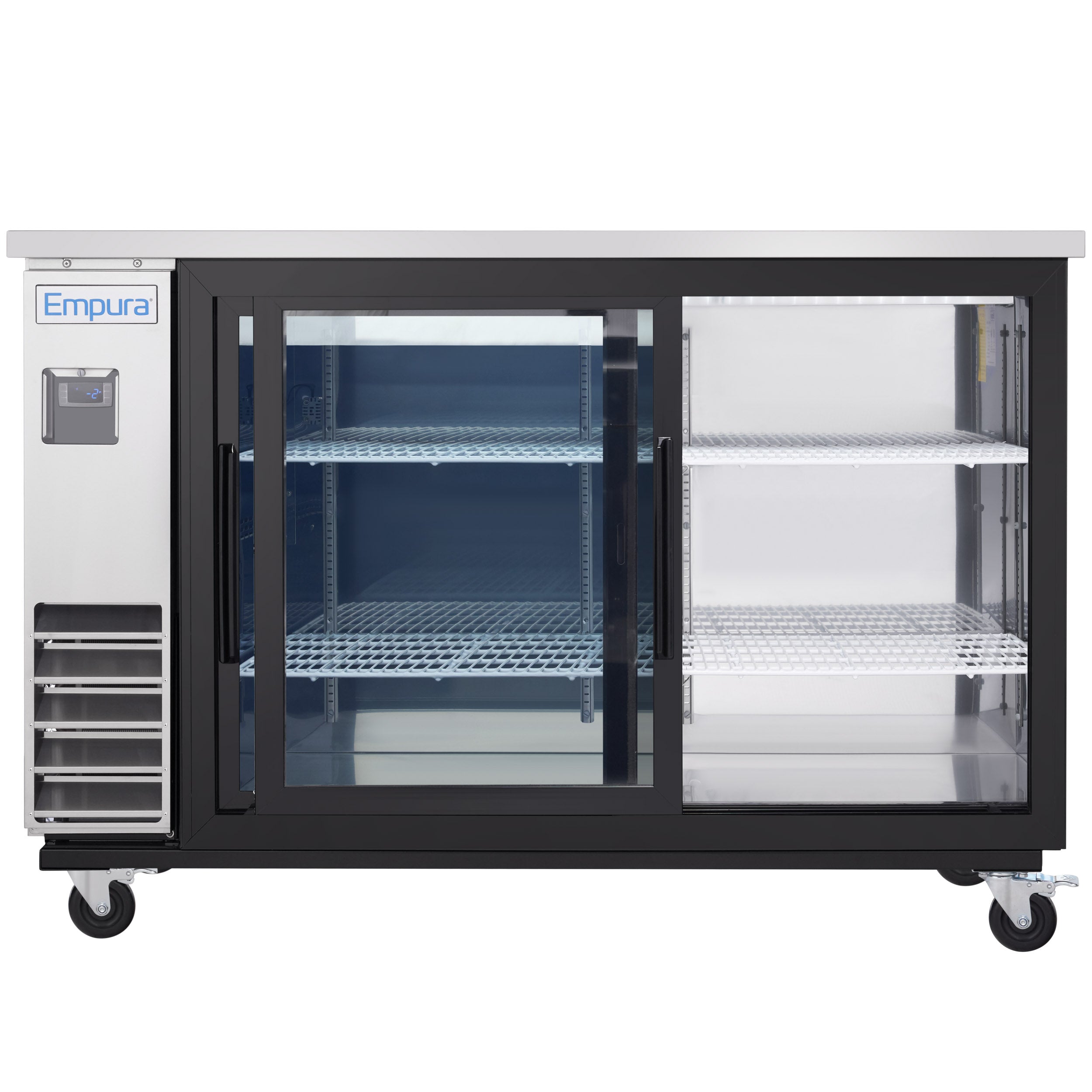 61" x 24" Sliding Glass Door Stainless Steel Commercial Back Bar Refrigerator