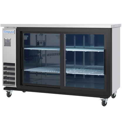 61" x 24" Sliding Glass Door Stainless Steel Commercial Back Bar Refrigerator