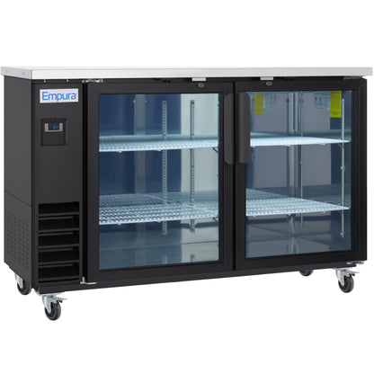 61" x 24" Swing Glass Door Powder Coated Black Stainless Steel Commercial Back Bar Refrigerator