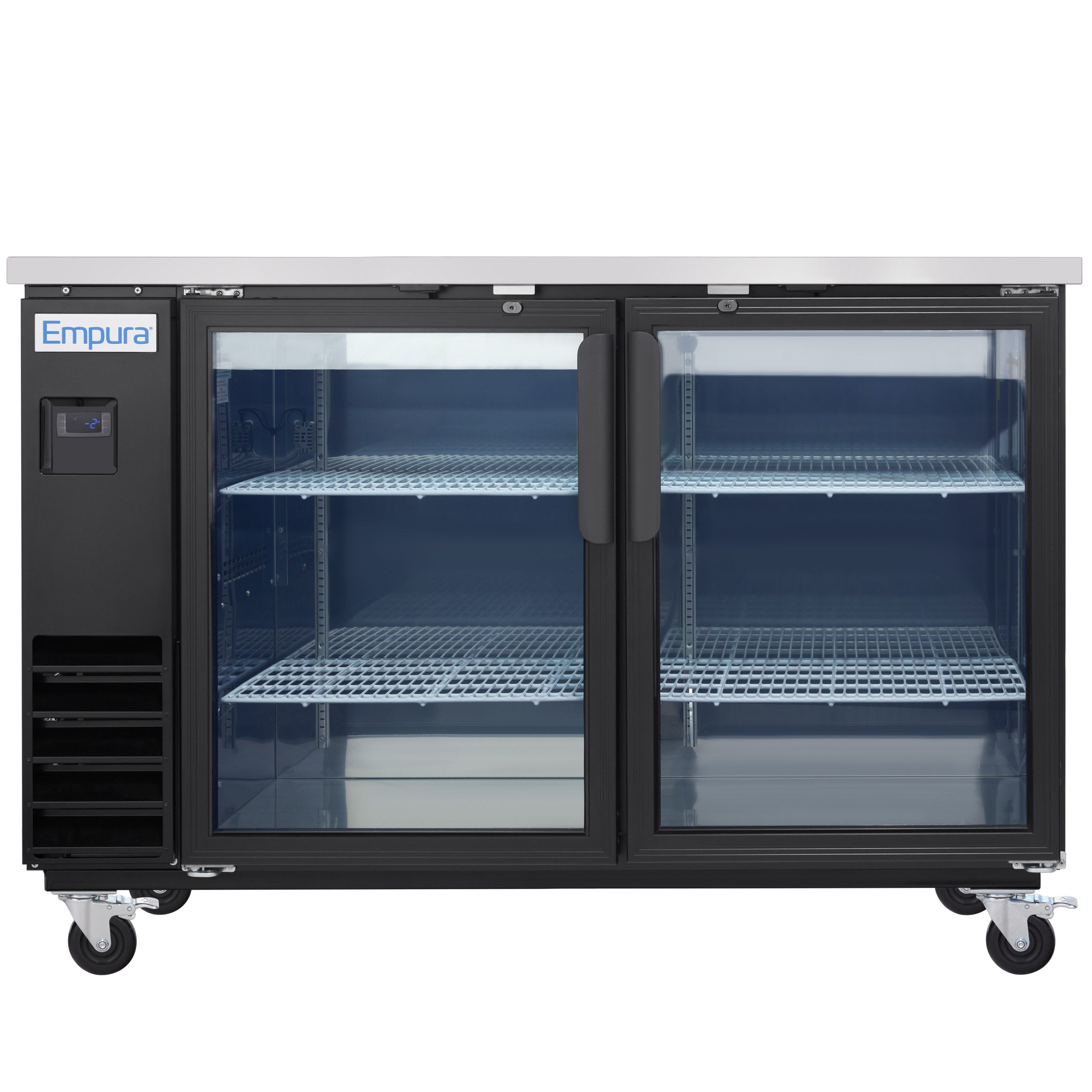61" x 24" Swing Glass Door Powder Coated Black Stainless Steel Commercial Back Bar Refrigerator