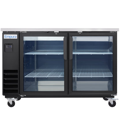 61" x 24" Swing Glass Door Powder Coated Black Stainless Steel Commercial Back Bar Refrigerator