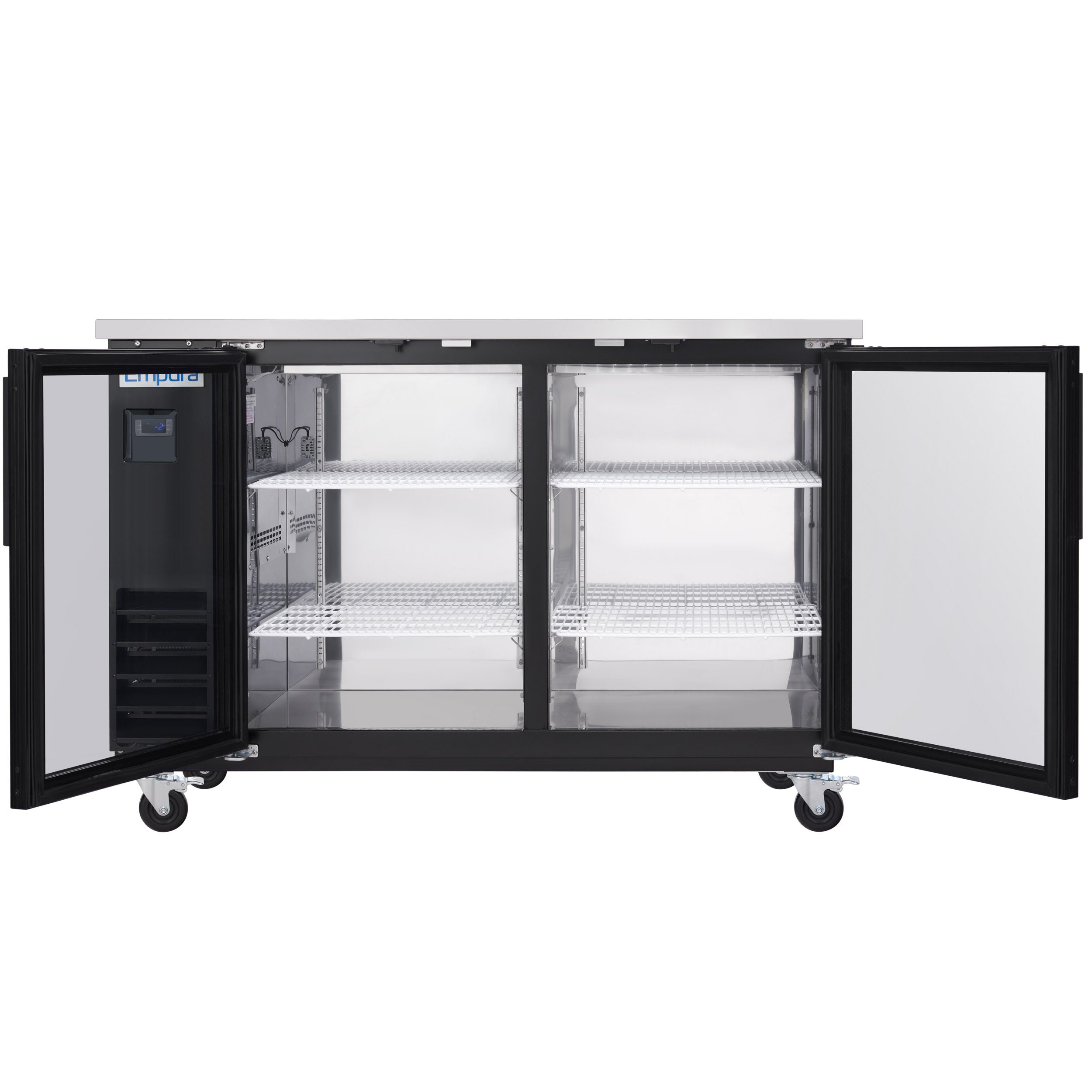 61" x 24" Swing Glass Door Powder Coated Black Stainless Steel Commercial Back Bar Refrigerator