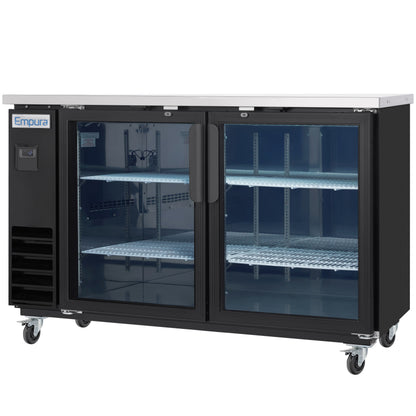 61" x 24" Swing Glass Door Powder Coated Black Stainless Steel Commercial Back Bar Refrigerator