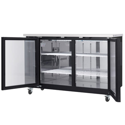 61" x 24" Swing Glass Door Powder Coated Black Stainless Steel Commercial Back Bar Refrigerator
