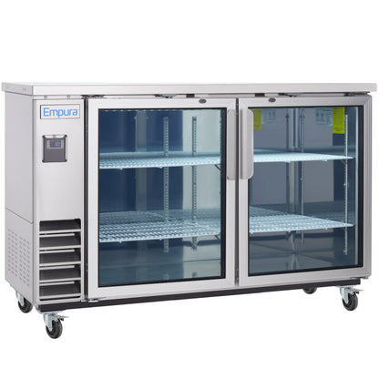 61" x 24" Swing Glass Door Stainless Steel Commercial Back Bar Refrigerator