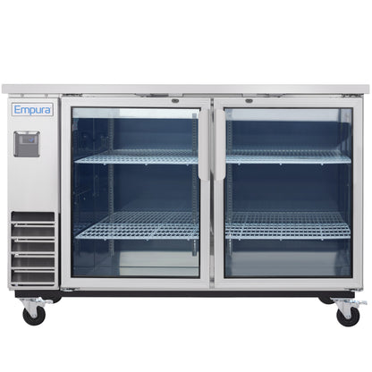 61" x 24" Swing Glass Door Stainless Steel Commercial Back Bar Refrigerator