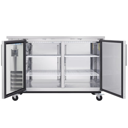 61" x 24" Swing Glass Door Stainless Steel Commercial Back Bar Refrigerator