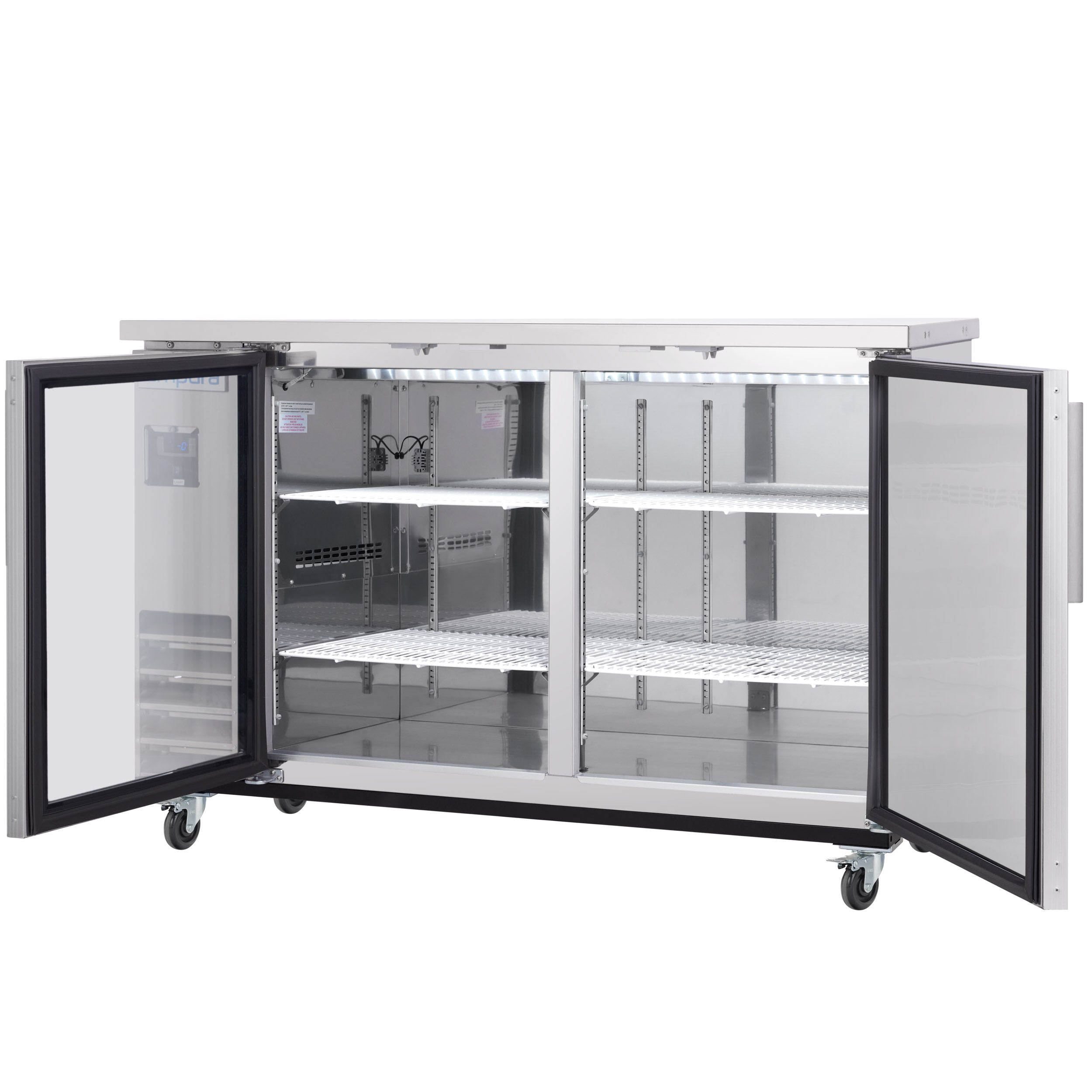 61" x 24" Swing Glass Door Stainless Steel Commercial Back Bar Refrigerator