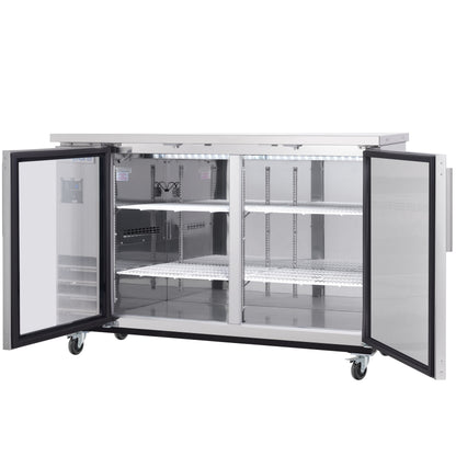 61" x 24" Swing Glass Door Stainless Steel Commercial Back Bar Refrigerator