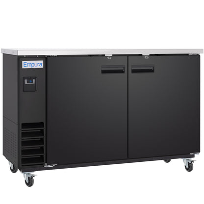 61" x 24" Swing Solid Door Powder Coated Black Stainless Steel Commercial Back Bar Refrigerator