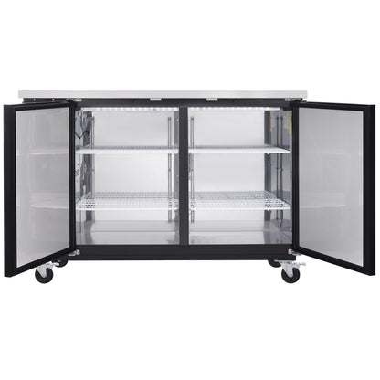 61" x 24" Swing Solid Door Powder Coated Black Stainless Steel Commercial Back Bar Refrigerator