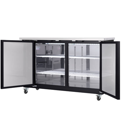 61" x 24" Swing Solid Door Powder Coated Black Stainless Steel Commercial Back Bar Refrigerator