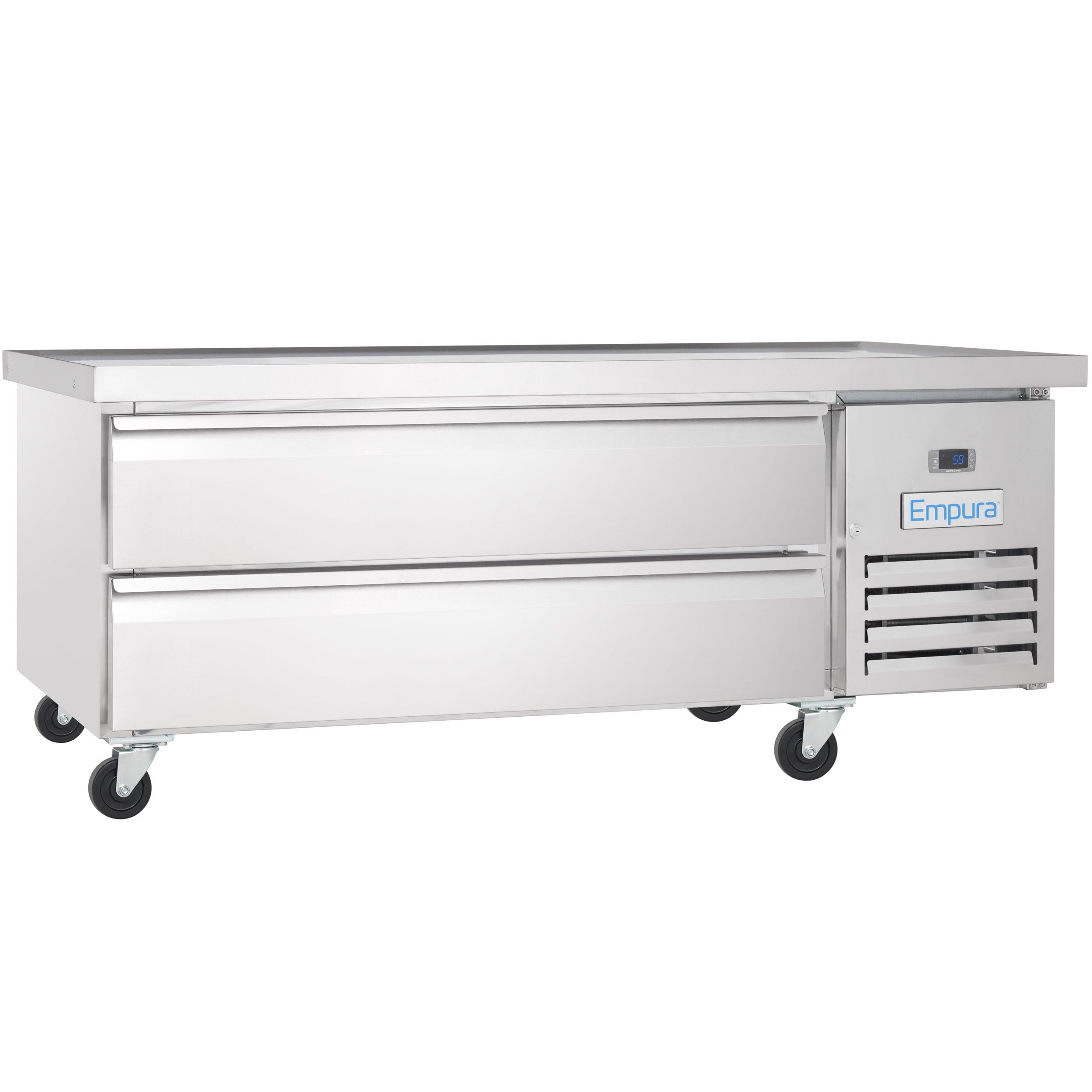 62" 2 Drawer Refrigerated Commercial Chef Base - 6" Depth Pan